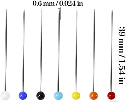 1000PCS Multicolor Straight Pins, Pearlized Ball Head Quilting Pins