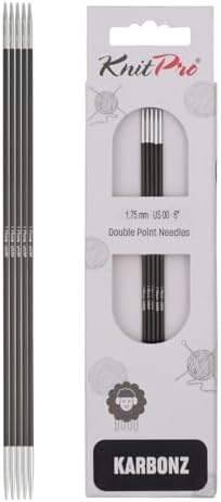 KnitPro Karbonz Double Pointed Needles 6"(15cm) | US Size 00 (1.75mm)
