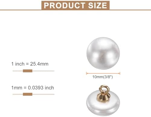 HARFINGTON 10 Pcs 16L Round White Faux Pearl Buttons 10mm 3/8"