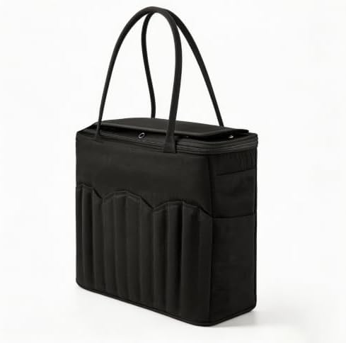 Large Canvas Knitting Bag Yarn Storage Organizer with Holes (Black)