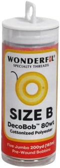 Wonderfil DecoBob Prewound Size B Jumbo Bobbins 5 Count Tube White