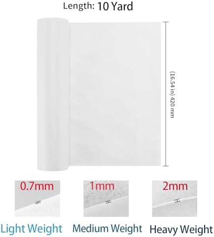 KEILEOHO 16.5 Inch x 10 Yards Iron-On Fusible Fleece Interfacing