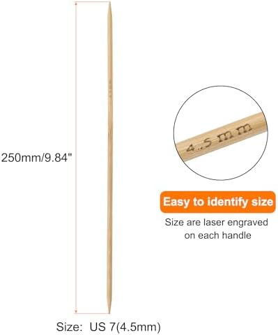 HARFINGTON 8Pcs Bamboo Knitting Needles Double Pointed Size US