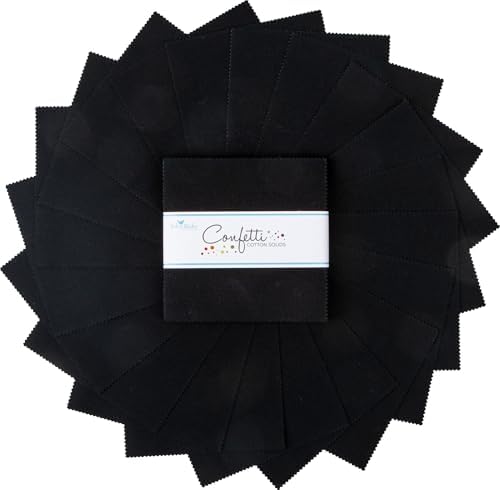 Confetti Cottons Riley Black 5" Stacker 42 5-inch Squares Charm Pack