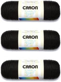 Caron Simply Soft Yarn for Crocheting & Knitting, Black, 3-Pack