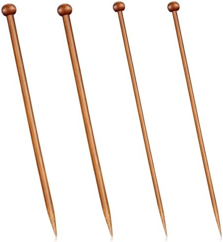 4 Pairs Natural Bamboo Knitting Needles Set 9.8 Inch Long Wooden