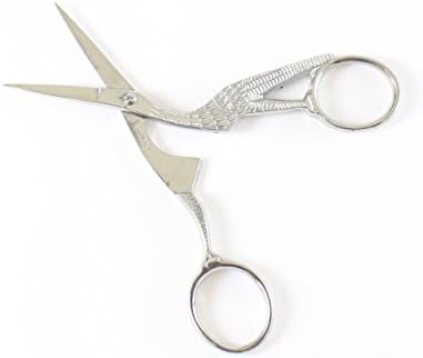ToolUSA 4.5" Vintage Stork Design Scissors | Embroidery Gold & Silver