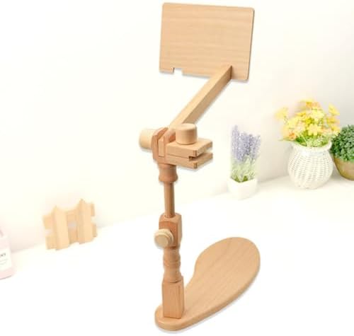 HOMSFOU Adjustable Wooden Cross Stitch Stand Embroidery Hoops Holder