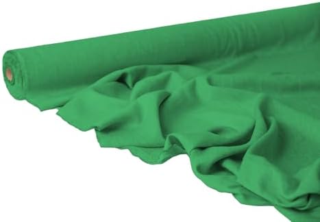 Emerald Green Linen Fabric by the Yard – Natural Medium-Weight