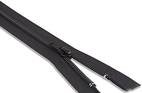 24 Inch Black Nylon Coil Zipper - One-Way Separating Open-End Zipper