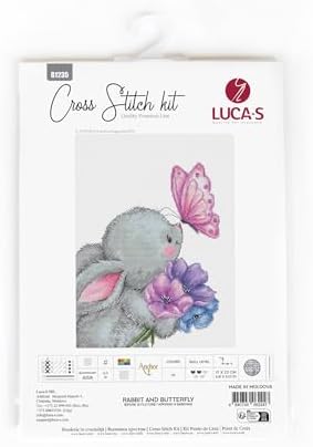 Luca-S Cross Stitch Kit - Rabbit and Butterfly, Counted Cross Stitch