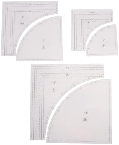 3-Pack Quilting Templates, 10 8 6in Acrylic Rulers for Cutting