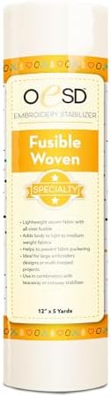 OESD Fusible Woven Cut Away White Fabric Interfacing 12" x 5 Yd Roll