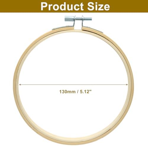Unlorspy 5 Inch Circle Embroidery Hoops, Round Wood Bamboo, 6Pcs