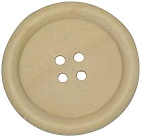 Chenkou Craft 20pcs 50mm 2" Round Natural Wood Buttons 4 Holes Craft