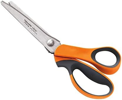 Fiskars 8" Softgrip Pinking Scissors,Orange,9.5" long