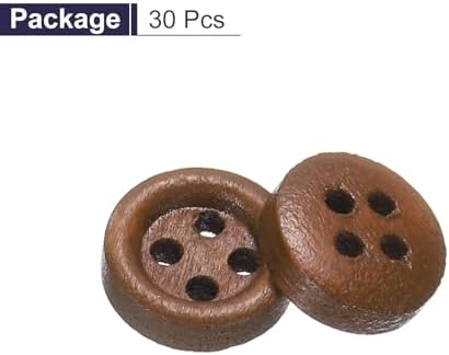 HARFINGTON 30pcs 16L Wooden Sewing Button 3/8"(10mm) 4 Holes Wood