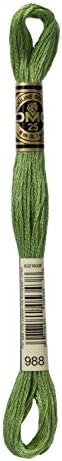 DMC 117-988 6 Strand Embroidery Cotton Floss, Medium Forest Green