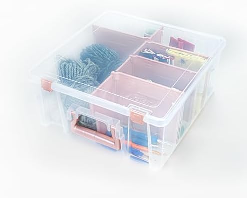 ArtBin Super Satchel Double Deep, 8-Compartment Box, Rose Gold Accents