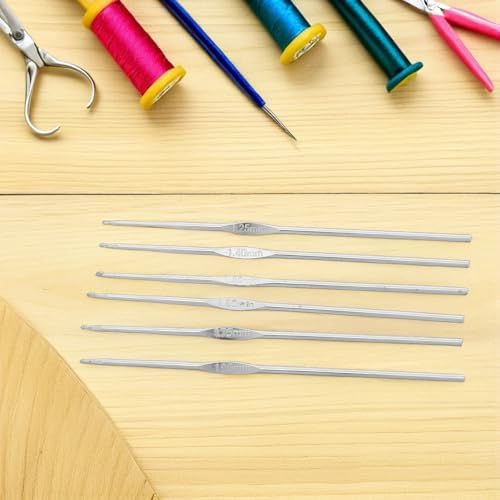 12pcs Stainless Steel Crochet Hooks, 0.60mm