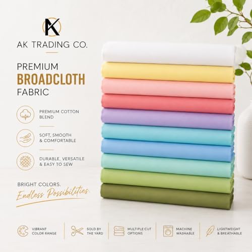 AK TRADING CO. 60" Wide Premium Cotton Blend Broadcloth Fabric by The