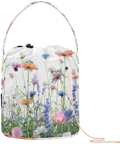 Tatenale Crochet Bag Yarn Bag Knitting Project Bag with Pockets and