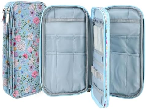 Simhoa Crochet Hook Case, Double Layer Knitting Pin Storage Organizer