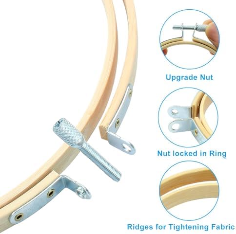 Dijedev 8 Inch Embroidery Hoops, 6PCS, Bamboo Circle Cross Stitch