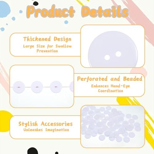 100 Pcs White Buttons for Crafts 1 Inch 2 Hole Round Resin Button for