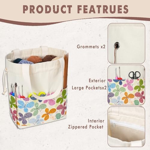 TOGETRUE Knitting Crochet Yarn Bag, Medium, Butterfly