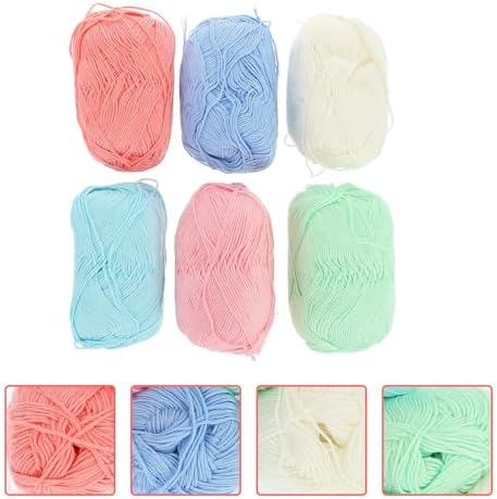 6 Rolls Cotton Crochet Yarn for DIY Knitting Projects, and Scarves