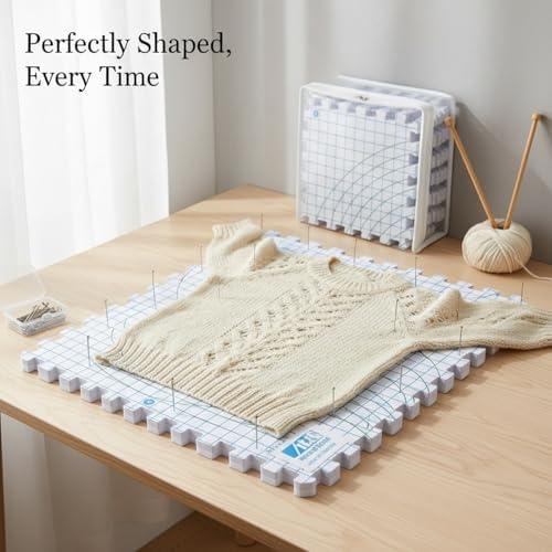 Knitting Blocking Mats with T-Pins, Interlocking EVA Foam Boards for