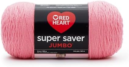 RED HEART E302 Super Saver Jumbo Yarn, Perfect Pink, 10.5 x 5 x 5