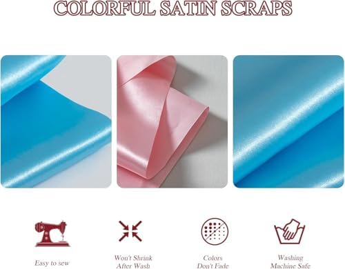 Q&J Fabric Co. 50Pcs 10" x 8" Satin Fabric Fat Quarter Pre-Cut Quilt