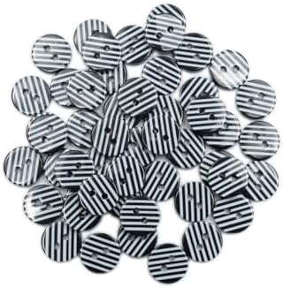 50PCS Resin Buttons with Round Stripe, 2-Holes Button