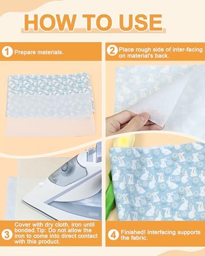 PLANTIONAL 39"x72" Iron-On Fusible Interfacing for Sewing, Lightweight