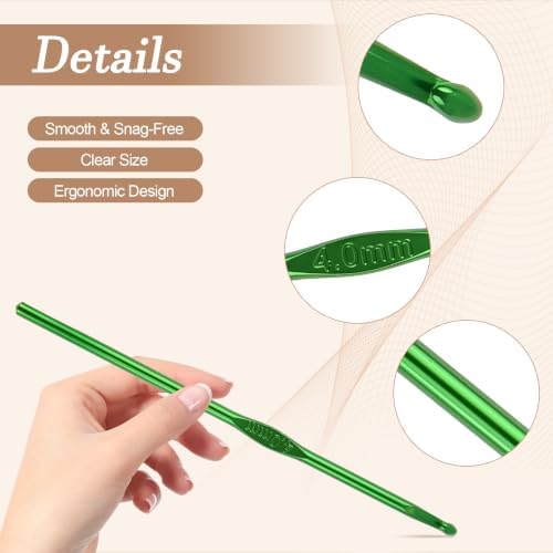 Sghgcvjjf 24 Pcs 4mm Aluminum Crochet Hooks Set