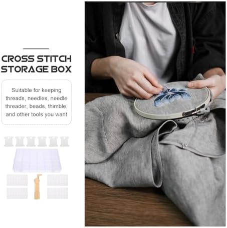 PACKOVE 106pcs Cross Stitch Organizer Plastic Thread Box with 100 Abs