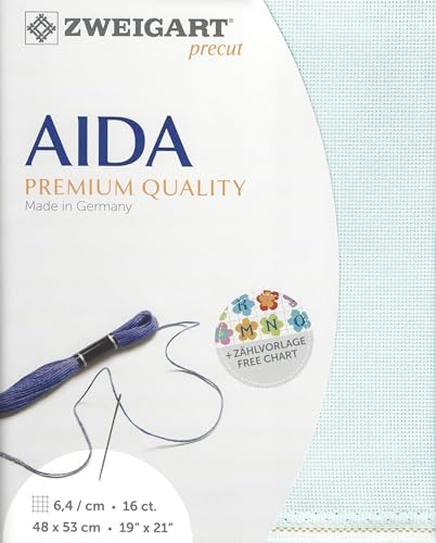 Wizardi Zweigart 16 Count Aida Cloth Cross Stitch Fabric - Ice Blue