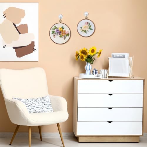 Round Embroidery Hoops Frames, 2PCS Imitated Wood Cross Stitch Hoop
