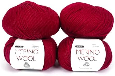 4-ply Australian Merino Ultra-fine 100% Wool Yarn, 4pcs=200g/7oz,Soft