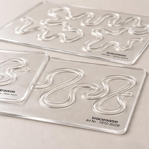 Traceease Free Motion Quilting Template Set, 3 Piece Clear Acrylic
