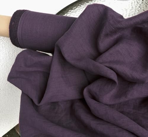 Hazelnut Brown Natural Linen Fabric by the Yard for Sewing, 185GSM
