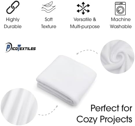 Pico Textiles 2 Yard Bolt White Solid Fleece Fabric