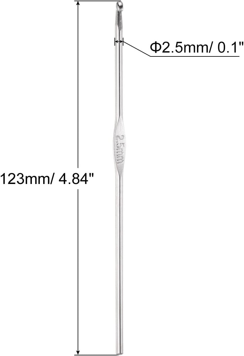 uxcell Stainless Steel Crochet Hook 2.5mm Knitting Needles for DIY