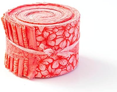 20 Strips - Coral Jelly Roll 2.5 inch pre-Cut 100% Cotton Fabric