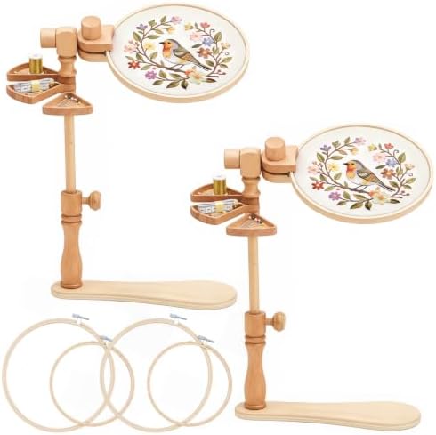 Novabright 2 Pack Beech Wood Embroidery Hoop Stand with 6" 8" Hoop and
