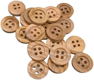 BOTIBOTON - 50 Wooden Buttons - 4 Holes - Available in 5 Sizes