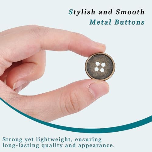 60Pcs Antique Brass Sew on Metal Buttons, 20 x 20 mm Round Retro