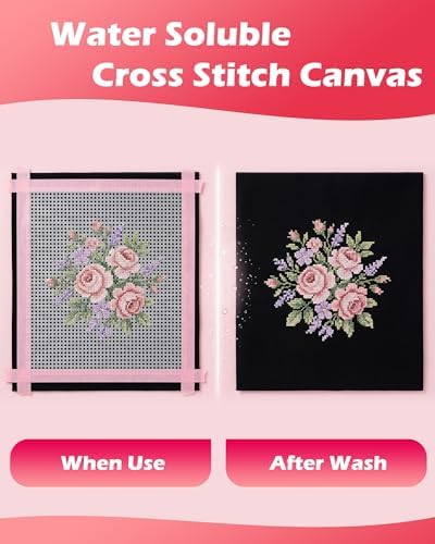 Zplontya 5 Pack Water Soluble Cross Stitch Canvas 14 Count Pre-Cut
